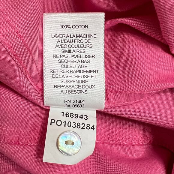 Foxcroft Womens Button Front Top Size 8 Fitted Red Pink Non Iron 3/4 Sleeve - Picture 12 of 13